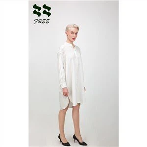Damas Blanco Holgado Vestido Casual de Algodón