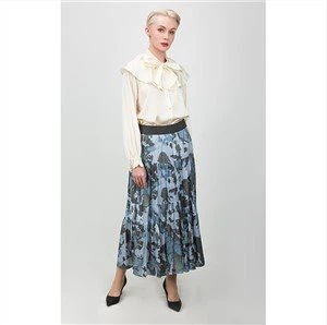 Nuevo estilo volante floral con cintura elástica falda midi