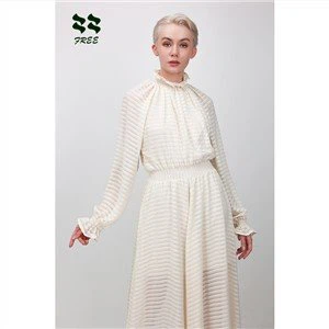 The Smock Frilly Neck Collar Party Wear Vestido largo para damas